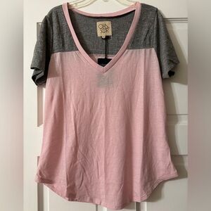 NWT ChaserWomen's Pink and Gray V-Neck Top, size M